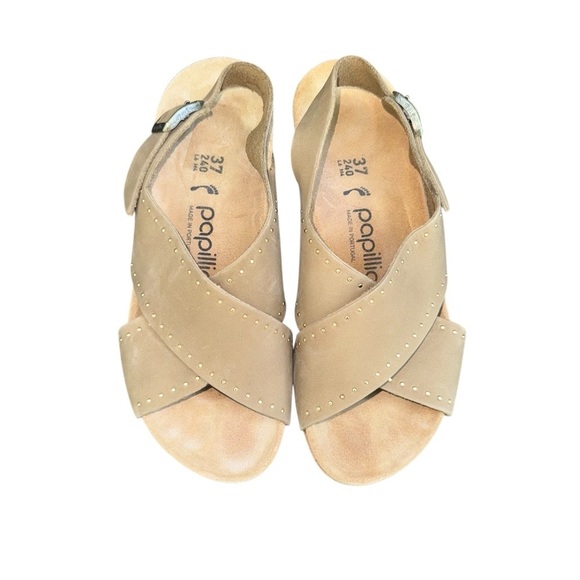 BIRKENSTOCK PAPILLIO Samira Rivet Wedge Sandals Tan EU Size 37 - Picture 6 of 12